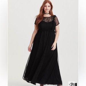 Torrid Runway Collection Black Lace & Mesh Maxi Dress